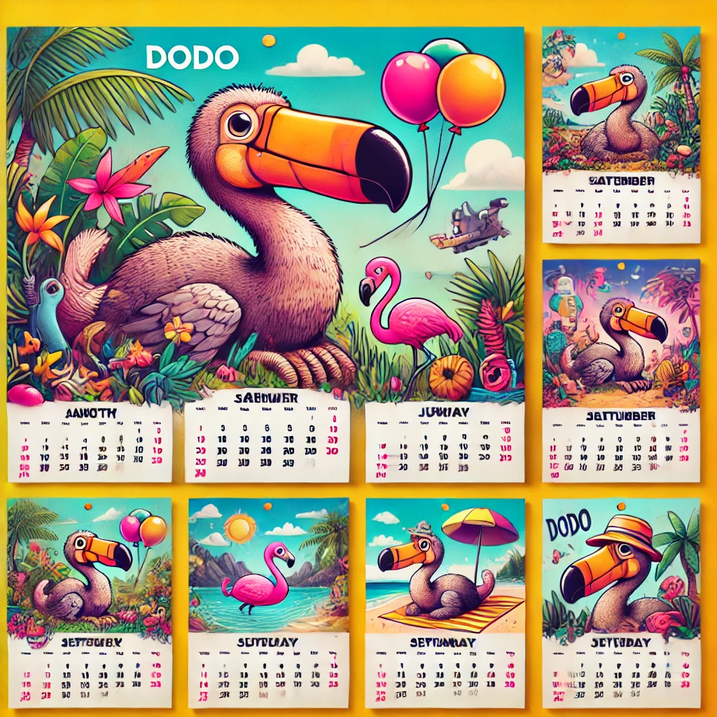 Picture showing a dodo themed calendar